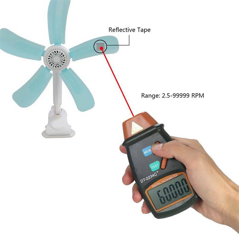 Digital Tachometer Motor Speed RPM Gauge Meter Non-contact LCD Display Tach Meter Measuring Device