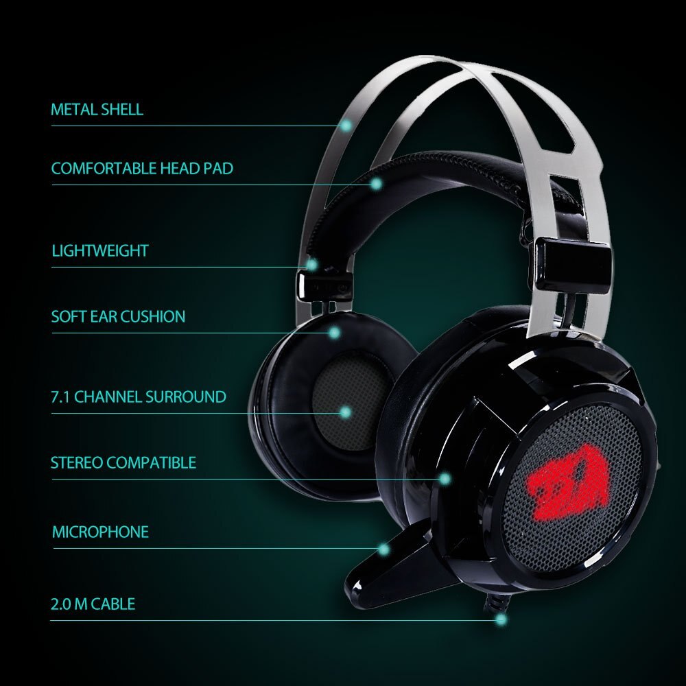 Jeecoo V20U USB Gaming Headset voor PC, 7.1 Surround Sound