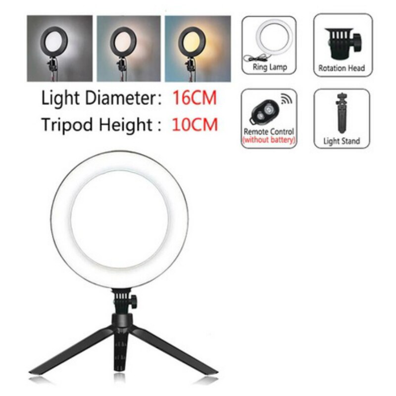 LED Selfie Ring Light Dimmable LED Ring Lamp Photo Video Camera Phone Light ringlight For Live Fill Light: 16CM-TH0.1