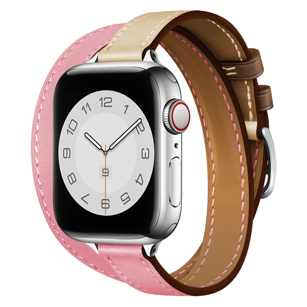 Leren band voor Apple Watch Band 40 mm 41 mm 44 mm 45 mm 49 mm 38/42 mm correa IWatch Series 8 7 6 SE 5 4 Ultra vervangende armband: zwart grijs / 14mm