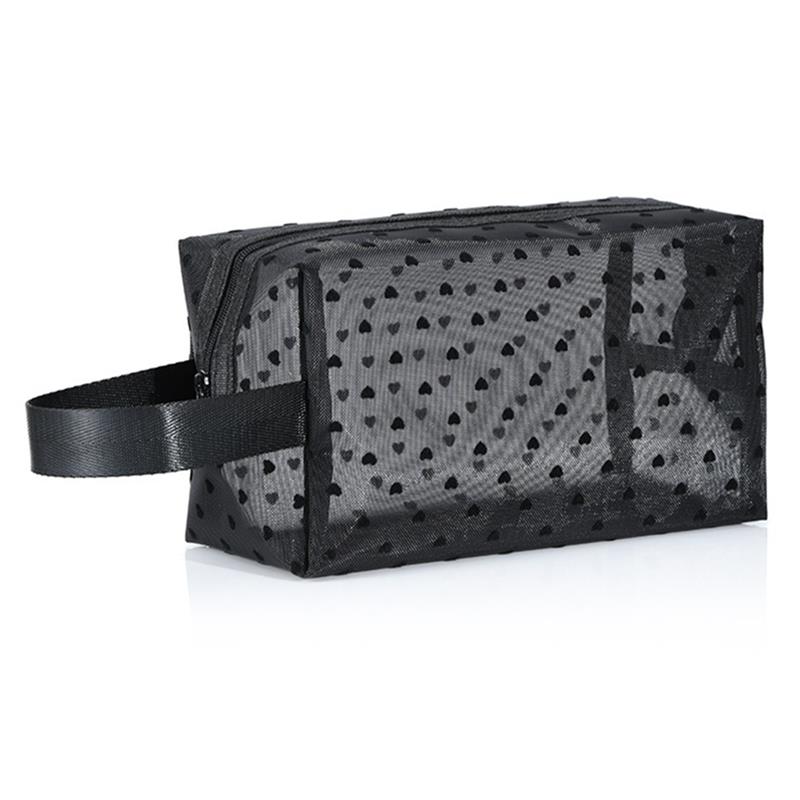 coofit 1pc Mesh Makeup Bag With Hand Strap Large Capacity Mesh Cosmetic Pouch Cosmetic Organizer Bag For Outdoor Travel