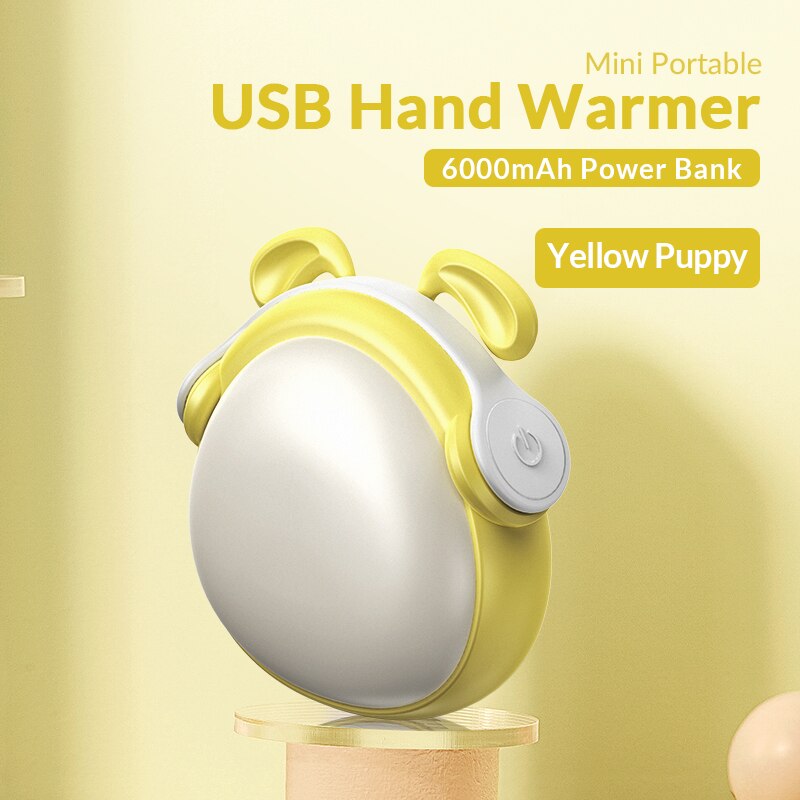 ORICO Scaldino della Mano 6000mAh Accumulatori E Caricabatterie Di Riserva USB RICARICABILE Riscaldatore Tasca Portatile Doppio-lato di Inverno Dello Scaldino: Yellow