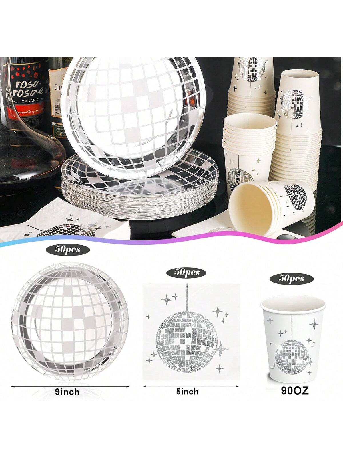 wegwerp disco party servies set, eetborden, papieren bekers, decoratie verjaardagsfeestje decoratie bruiloft benodigdheden