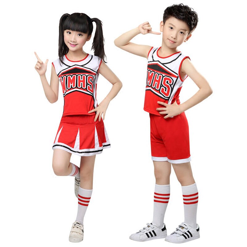 Tenue de pom-pom Girl garçon pour garçons uniformes de l'équipe scolaire Performance pour enfants ensemble de costumes de compétition pour filles