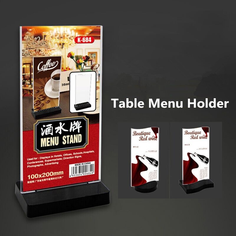 100*200mm Double Sided Plastic Sign Holders Marketing Display Stand Menu Document Paper Post Holder Frame With Name Card Case