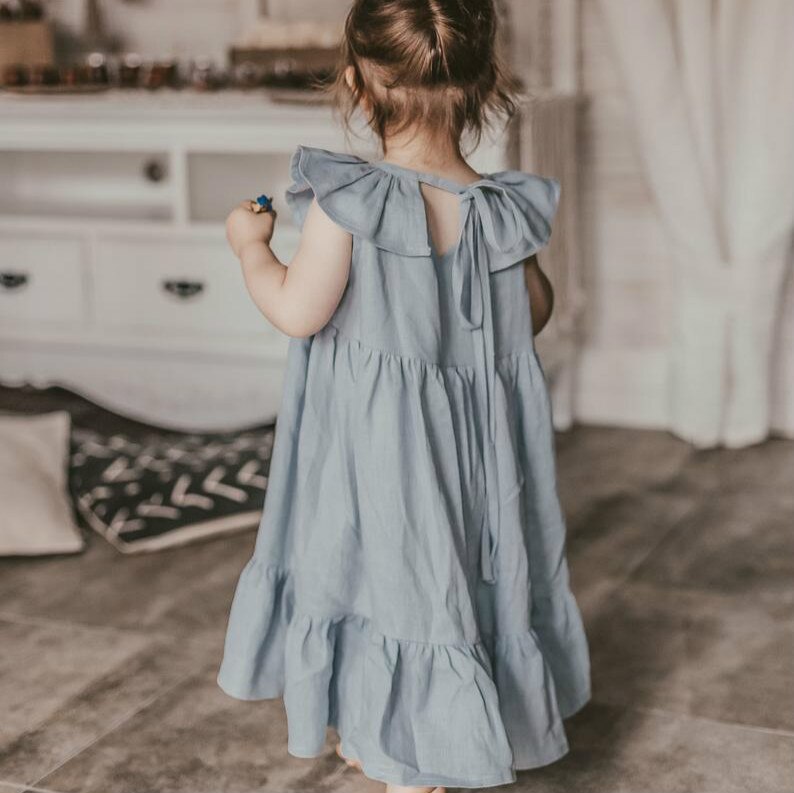 Robes d'été pour bébés filles, vêtements en coton, jupe sans manches, princesse, couleur unie