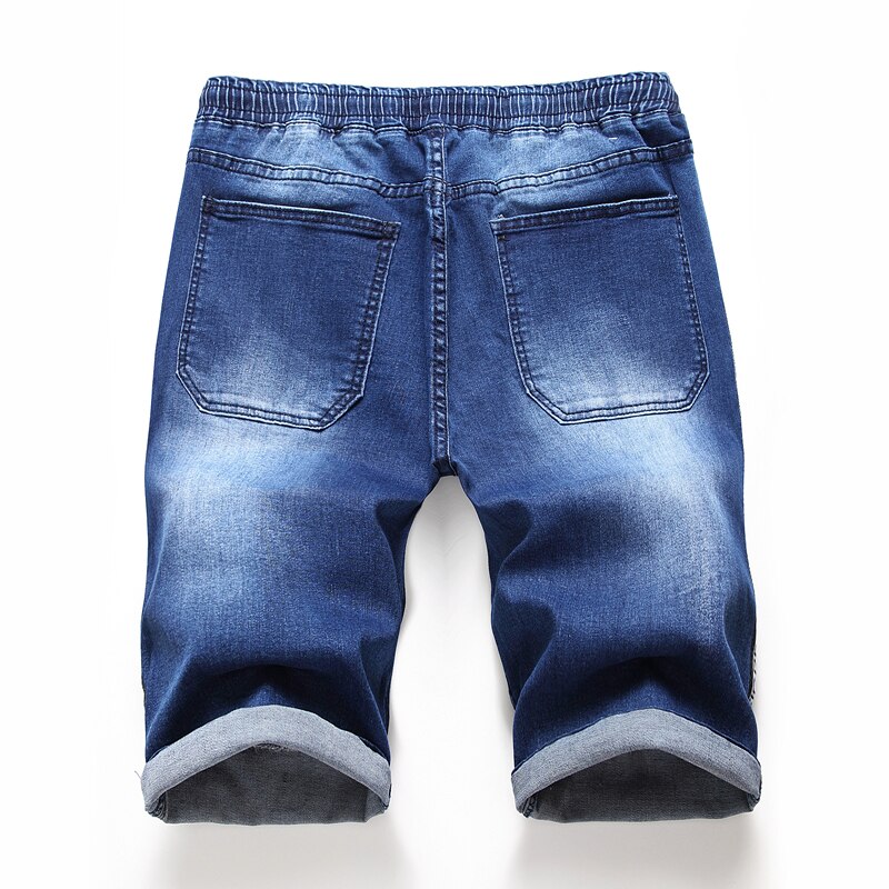 Men's Side pocket Bermuda Denim Short Men Summer Streetwear Hip hop Elastic waist Loose Cargo jeans shorts