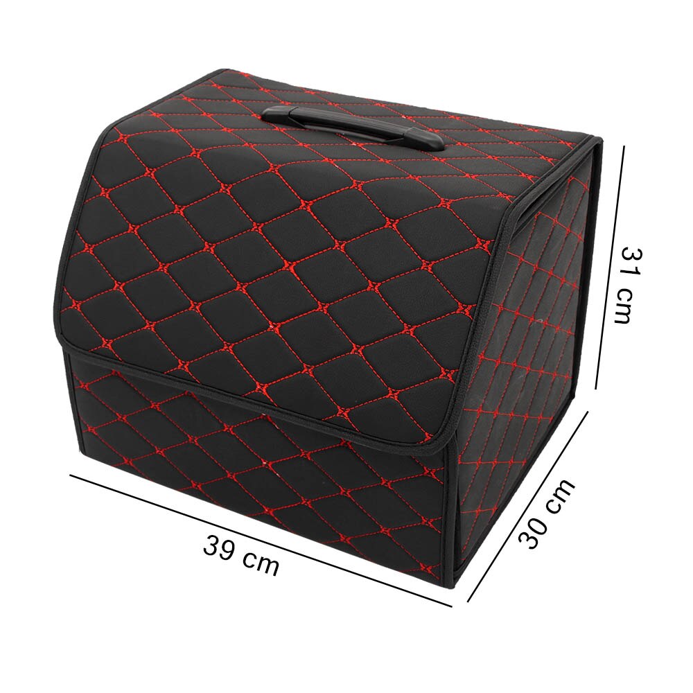 Foldbar bilopbevaring opbevaring oprydning 34*31*30cm pu læder bil bagagerum organisator boks opbevaringstaske auto affald værktøjstaske