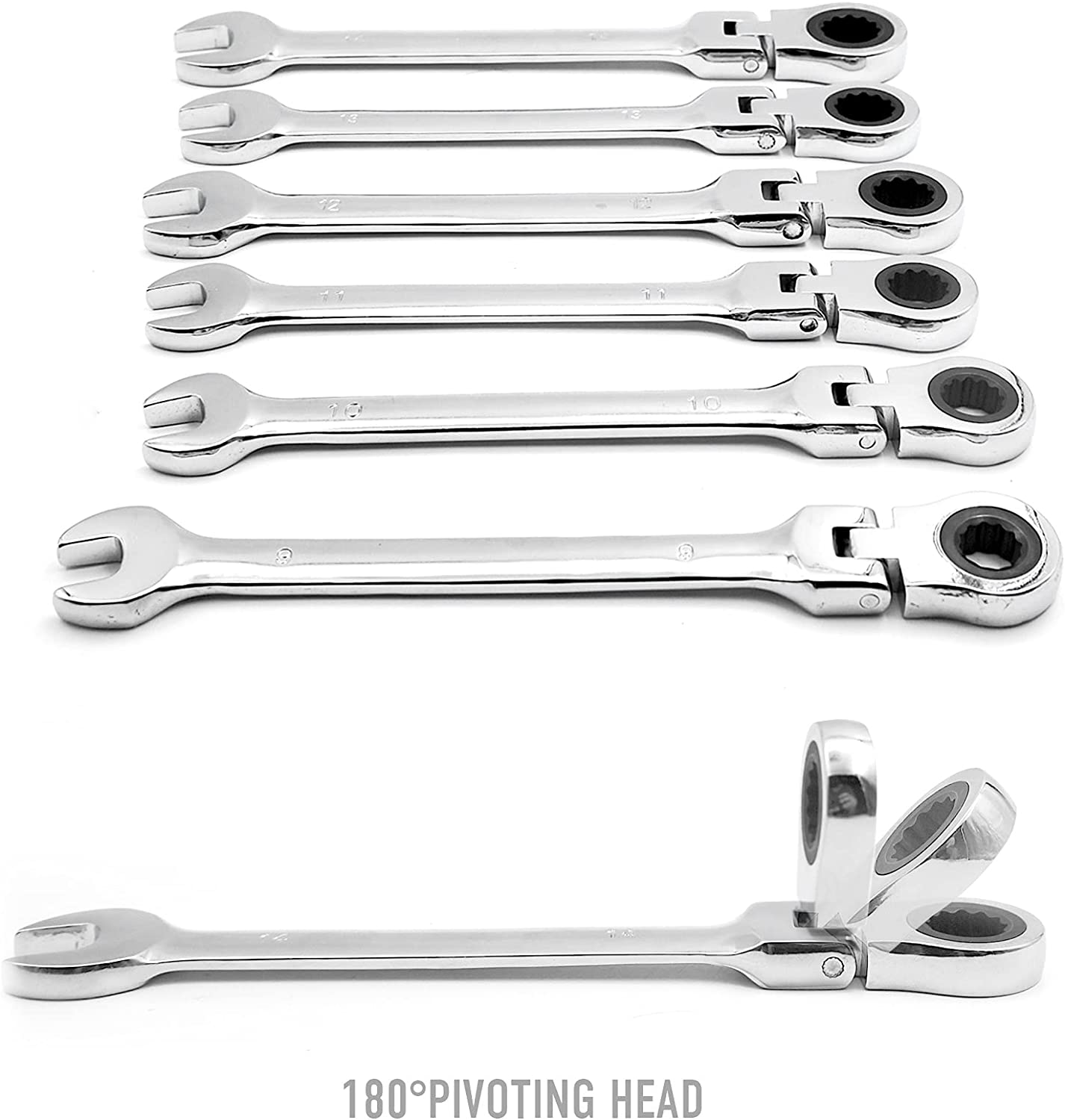 WOZOBUY Ratchet Metric Wrench Set with Movable Head, Socket Wrench and Gear Ring Torque Key Wrench Set Car Repair Tool