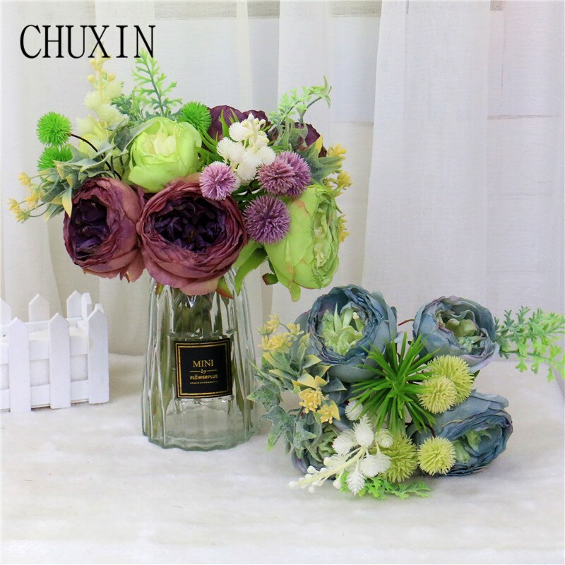 High-grade artificial flower European Bridal bouquet Rose plants home decoration wedding props ranunculus flower Girlfriend