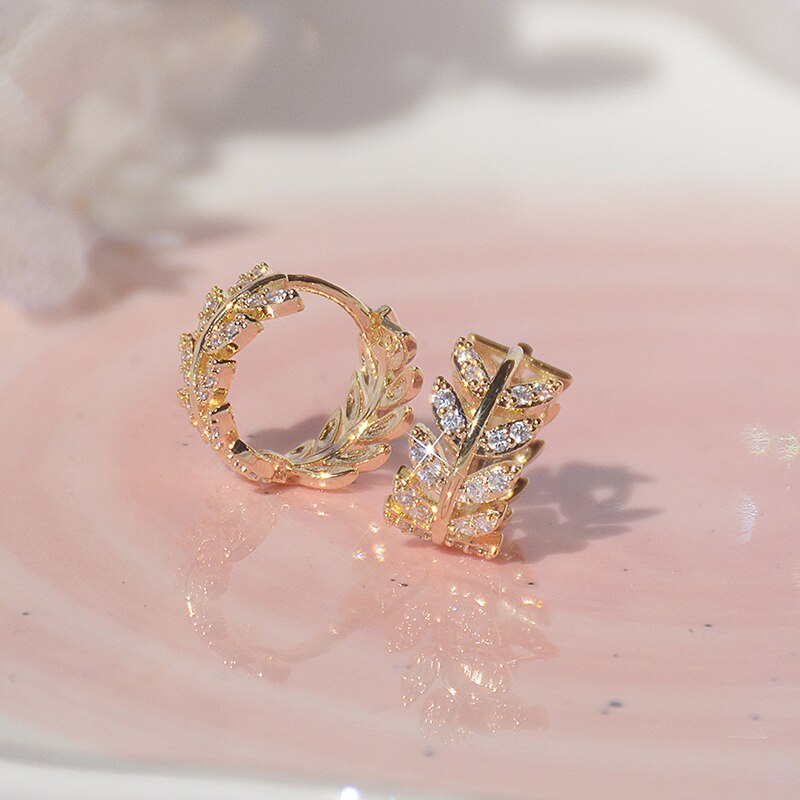 Enkel lås firkantet ørering 14k ægte guld udsøgt kobber indlagt zircon kvinder øreringe smykker: 2