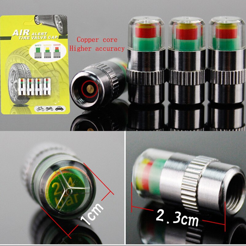 Universal 2.4Bar 30 PSI Motorcycle Car Auto Tire Pressure Monitor Valve Stem Caps Sensor Indicator Eye Alert Diagnostic Tools