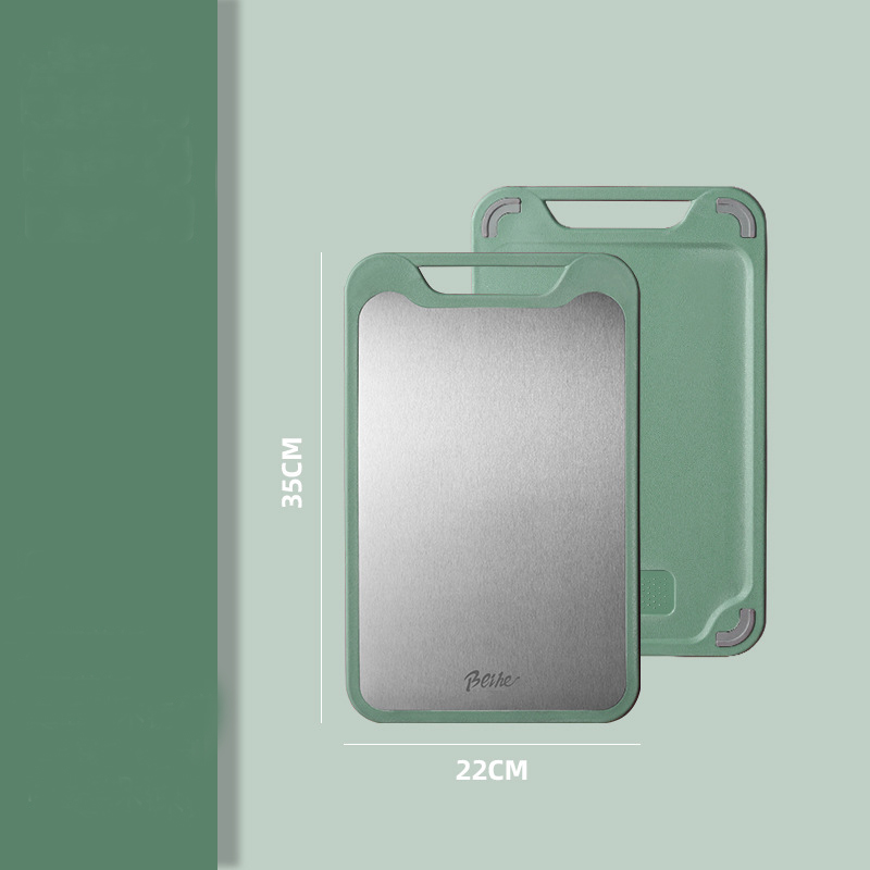 Snijplank Twee Zijden Van Roestvrij Staal En Kunststof Multifunctionele Gesneden Groenten Voor Twee Doeleinden En Vleessnijplank: green