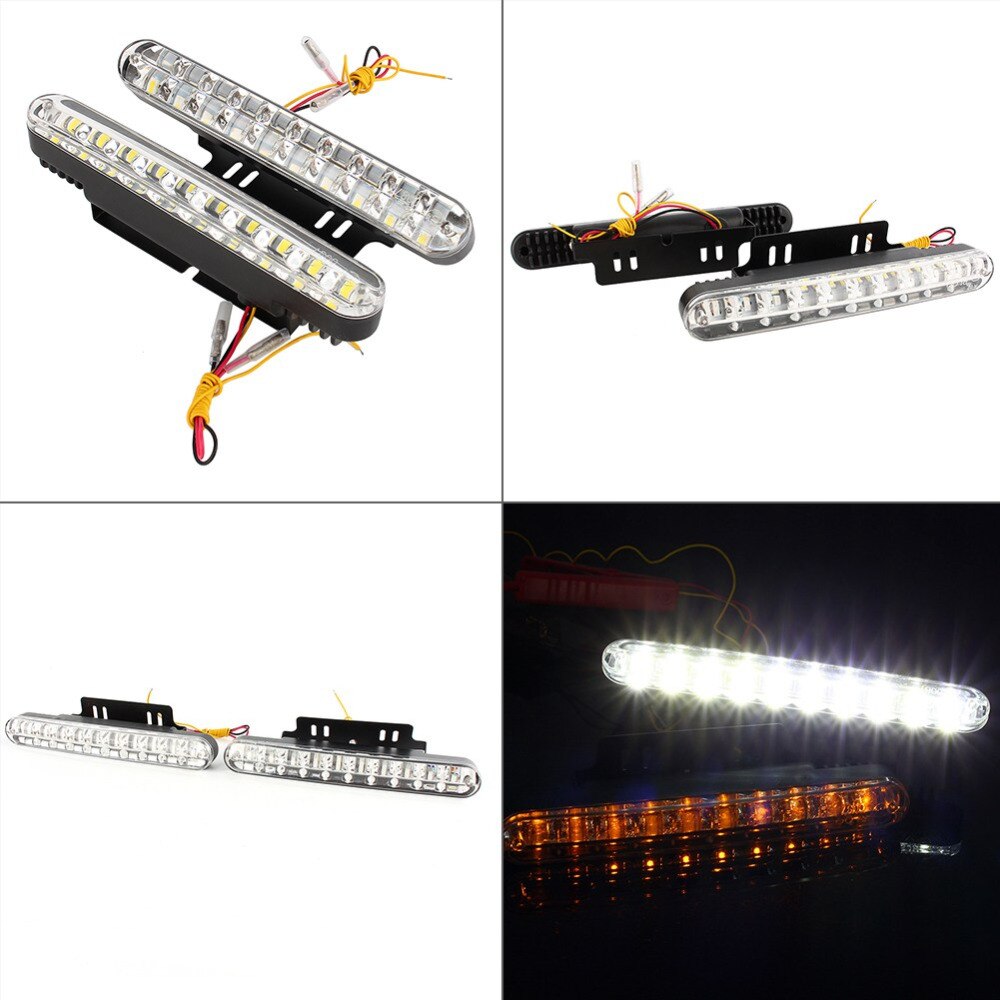 2 stuks 30 LED Auto 12V DC Dagrijverlichting DRL Driving Daglicht Lamp + Turn SignalUltra-Slim en Super Bright LED