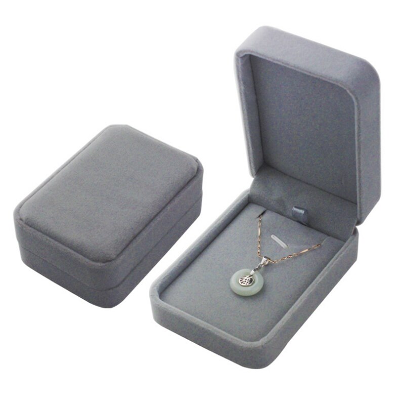 1 PC Storage Presentation Necklace/Bracelet/Ring/Pendant Jewelry Box Velvet Case Plastic Display Box 4 Colors: Gray Jade Box