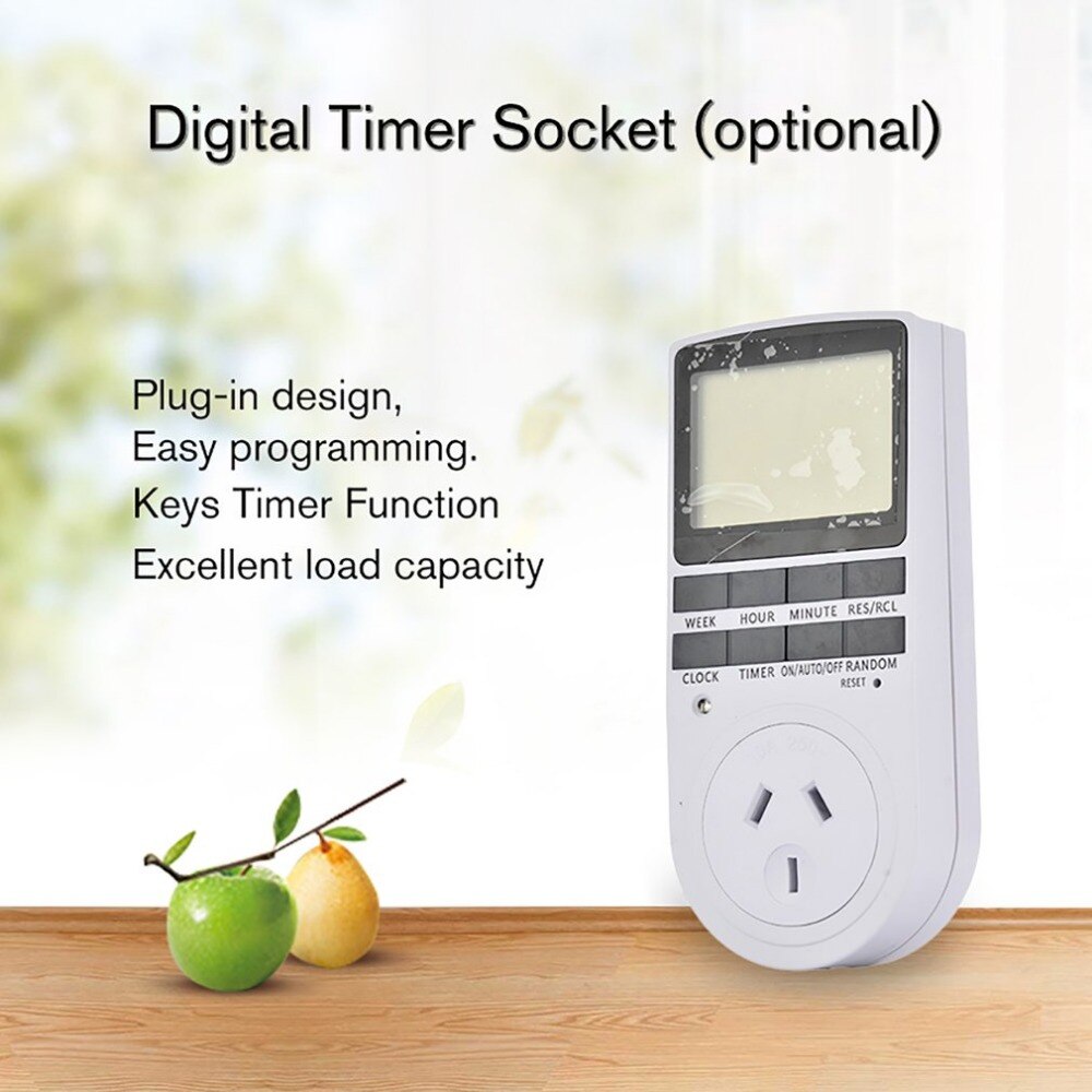 KWE-TM02 Electronic Digital Timer Switch Plug Kitchen Timer Outlet 230V 50HZ 7 Day 12/24 Hour Programmable Timing Socket