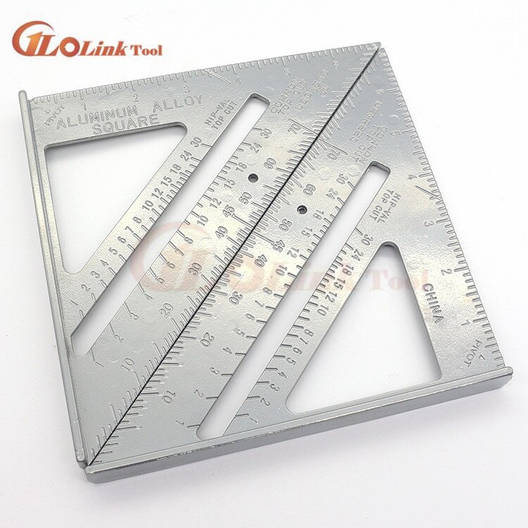 Professionelle Winkelmesser 7-zoll aluminium legierung zimmerei dreieck lineal metric zoll 90 grad 45 grad quadrat dreieck lineal