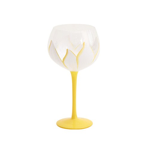 Tulipano medievale bicchiere da vino rosso calice bicchiere da vino dipinto a mano regalo di compleanno tazze da caffè in cristallo tazza Kawaii: giallo / defective
