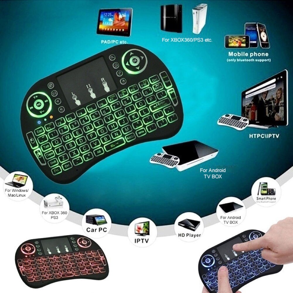 3 Colors Backlight 2.4GHz Mini Wireless Keyboard Touchpad Remote Control Mechanical keyboard wireless Mouse For Android TV Box