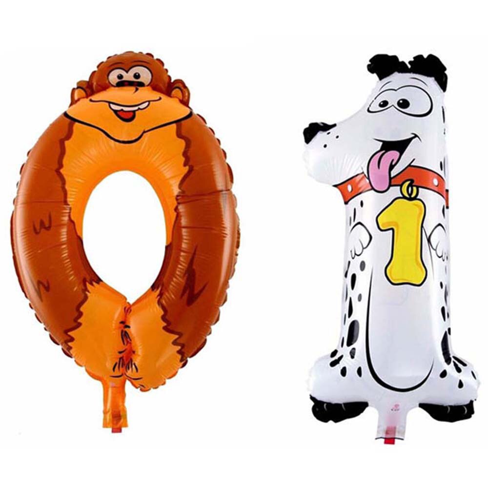 1Pcs 16 Inch Animal Number Foil Inflatable Balloons Kids Party Wedding Happy Birthday Decoration Air Balloon Children's