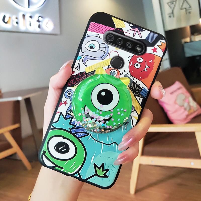 Soft Case Cartoon Telefoon Case Voor Lg K51 Kickstand Siliconen Steunpunt Voor Meisjes Drift Zand Tpu: picture 4