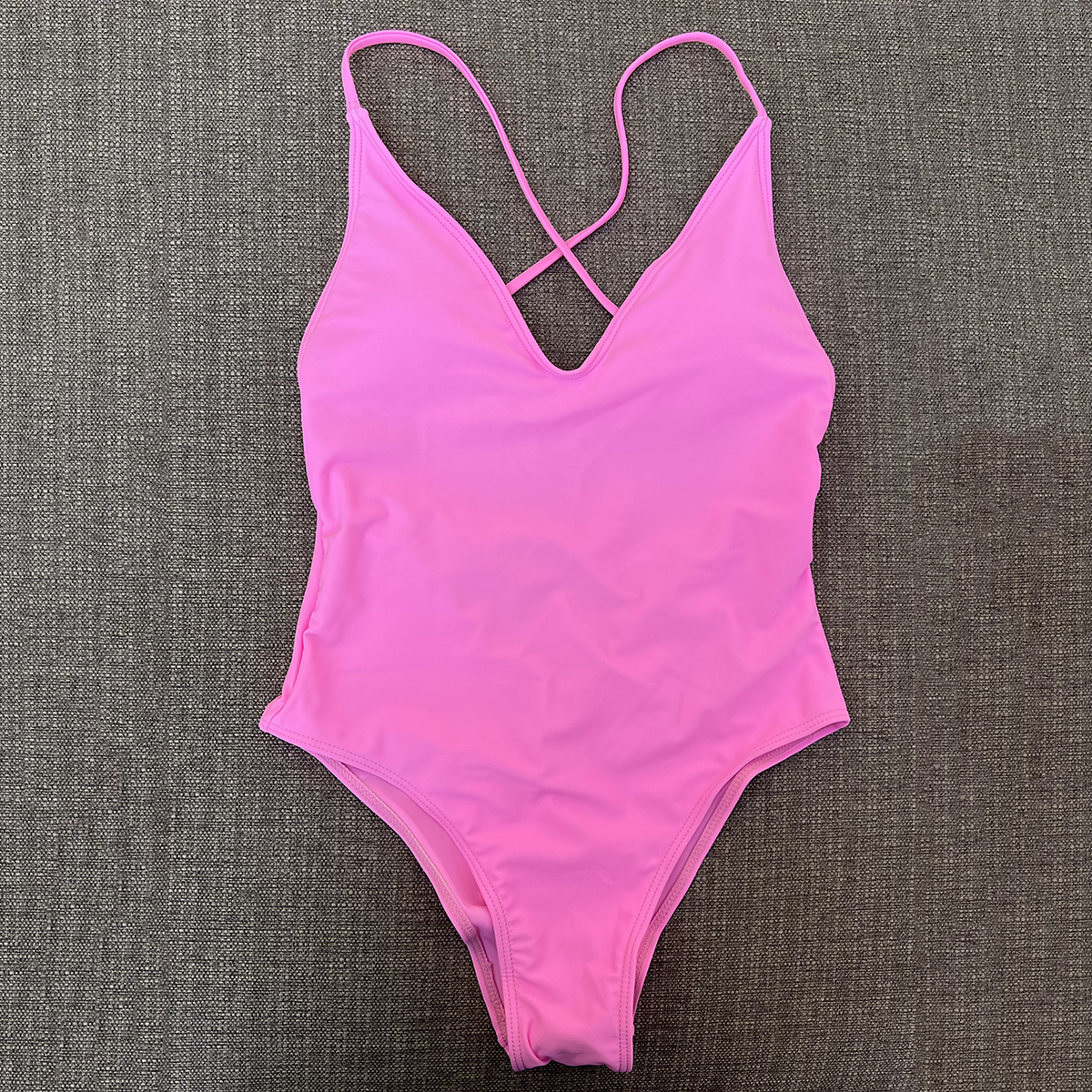 Bañador unicolor de una pieza para mujer, traje de baño , Bikini, traje de baño Sexy de talla grande, traje de baño para mujer: S / Naranja