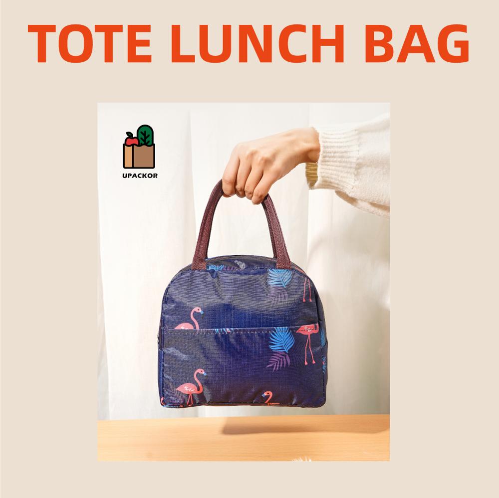 Upackor Tote Mittagessen Tasche Flamingo Muster Tragbare Isoliert Thermischen Picknick Fall Bequem Outdoor Bento 39*19cm