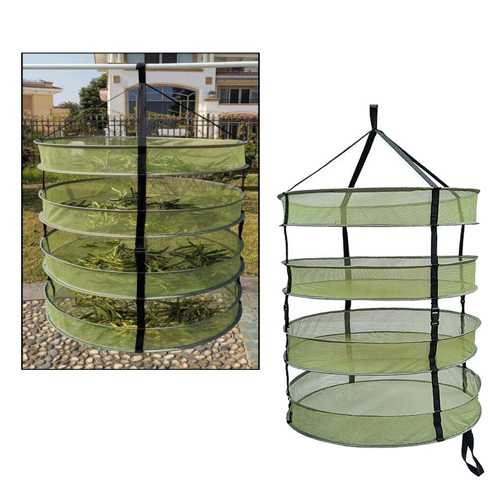 4 Layer 2ft Hanging Mesh Herb Drying Rack Net Dryer Foldable Detachable