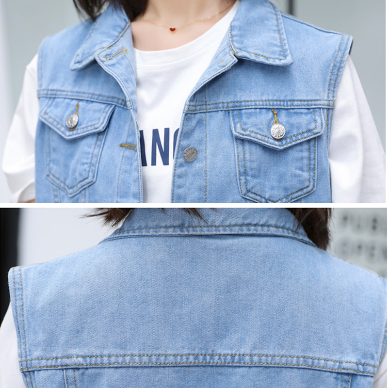 Dames denim jasje lente zomer korte denim dames vest casual slim enkelrijs mouwloos jeans jassen jassen