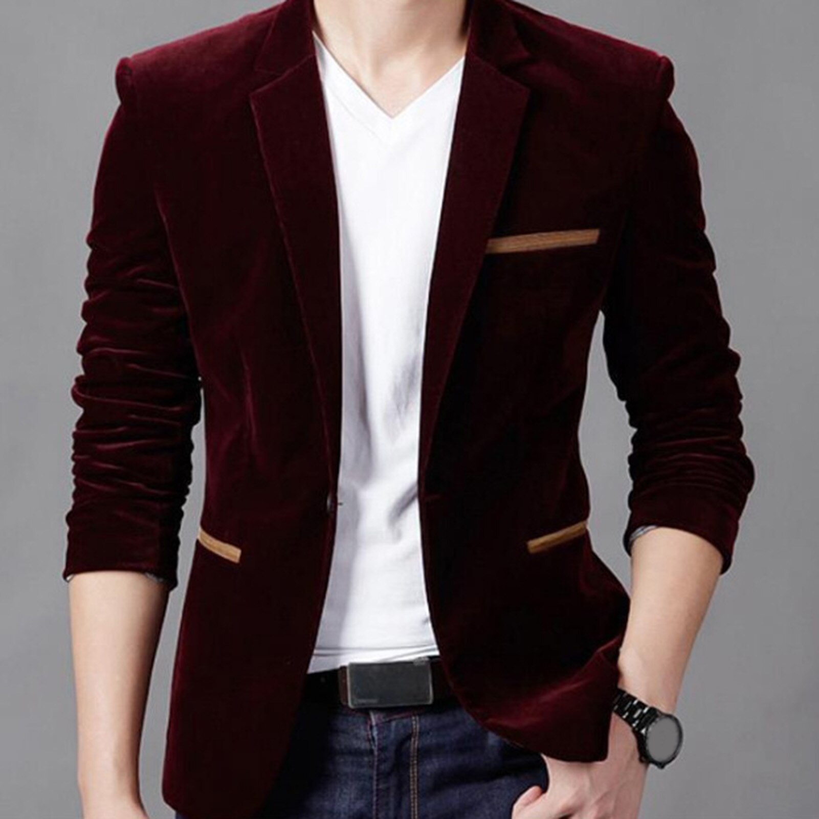 Men Korean Formal Suit Slims Wedding Suit Velvet Business Suit Velvet Classic Version Lapel Collar Men Cloth for Company