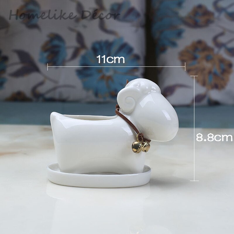 Keramik-Blumentopf In Tier-Form, Weiß - Süßer Mini-Topf Für Sukkulenten & Deko