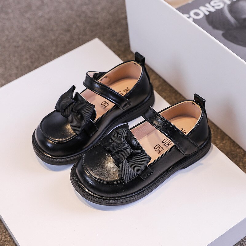 Dziewczynek moda lakierki duża kokarda księżniczka mary Janes buty imprezowe jednokolorowe buty studenckie: czarny / 29