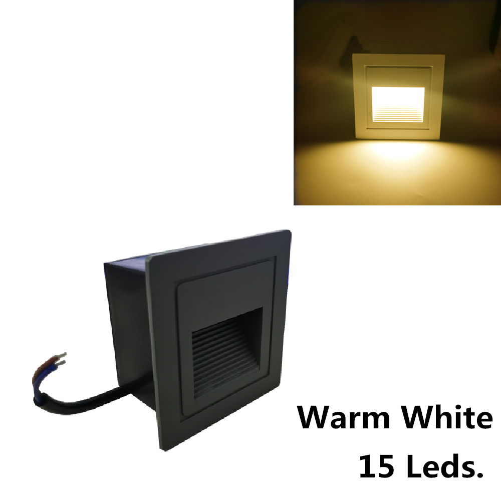 Ip65 vandtæt væglampe underjordisk ført trappelys udendørs fodlygte forsænket hjørnevæglampe udvendigt havelys: Grå varmhvid