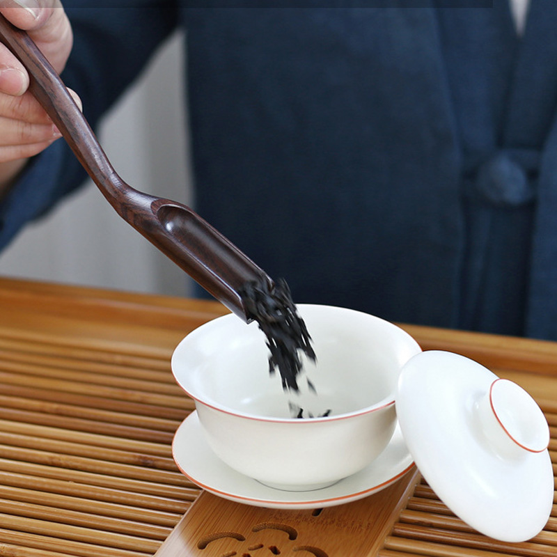 1 stk te tilbehør kinesisk kongfu træ bambus retro stil naturlig te skefuld delikat ske bærbar bambus teske