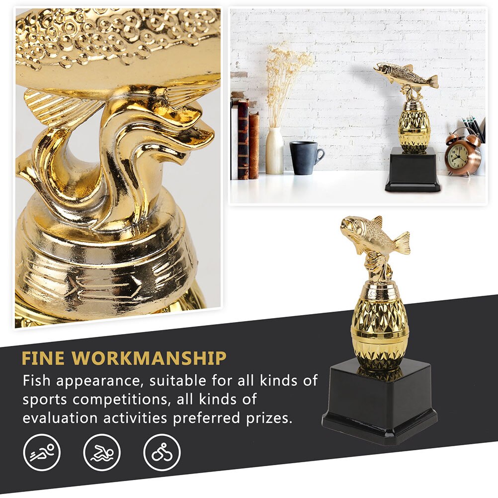 2pcs Party Trophy Chic Award Trophy Plastic Fish Reward Trophy for Competitions