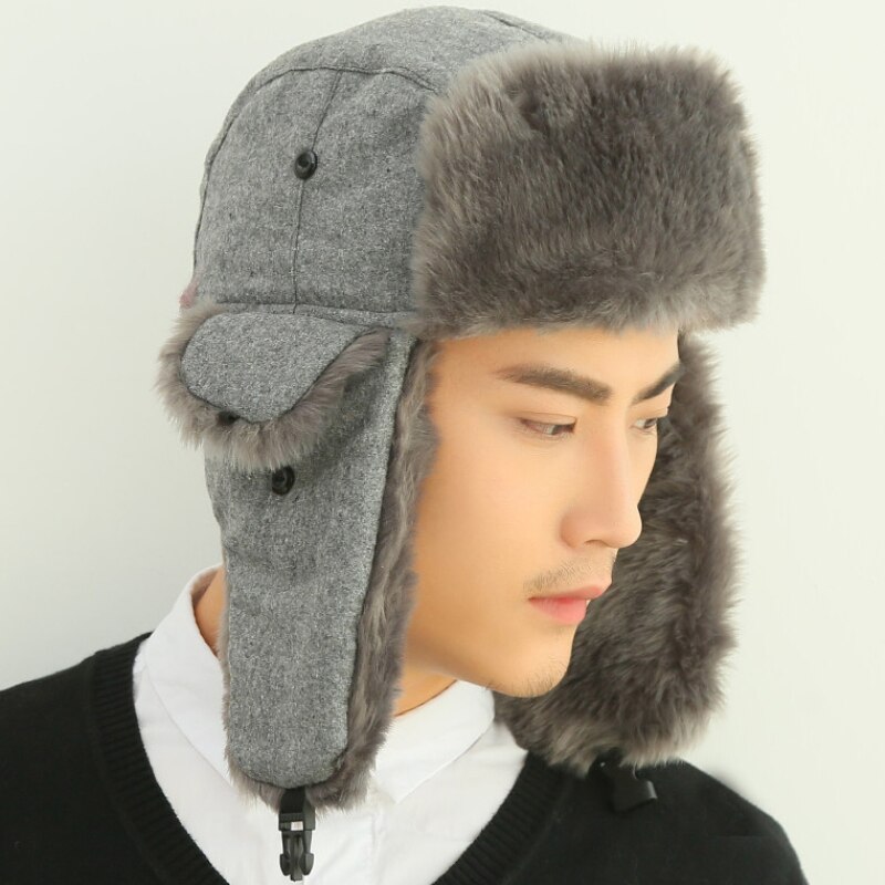 Bomber Hat Russian Cap Thick Warm Men Women Winter Hat Ear Flap Ski Snow Trapper Cap Men Russian Ushanka Fur Hats for Men