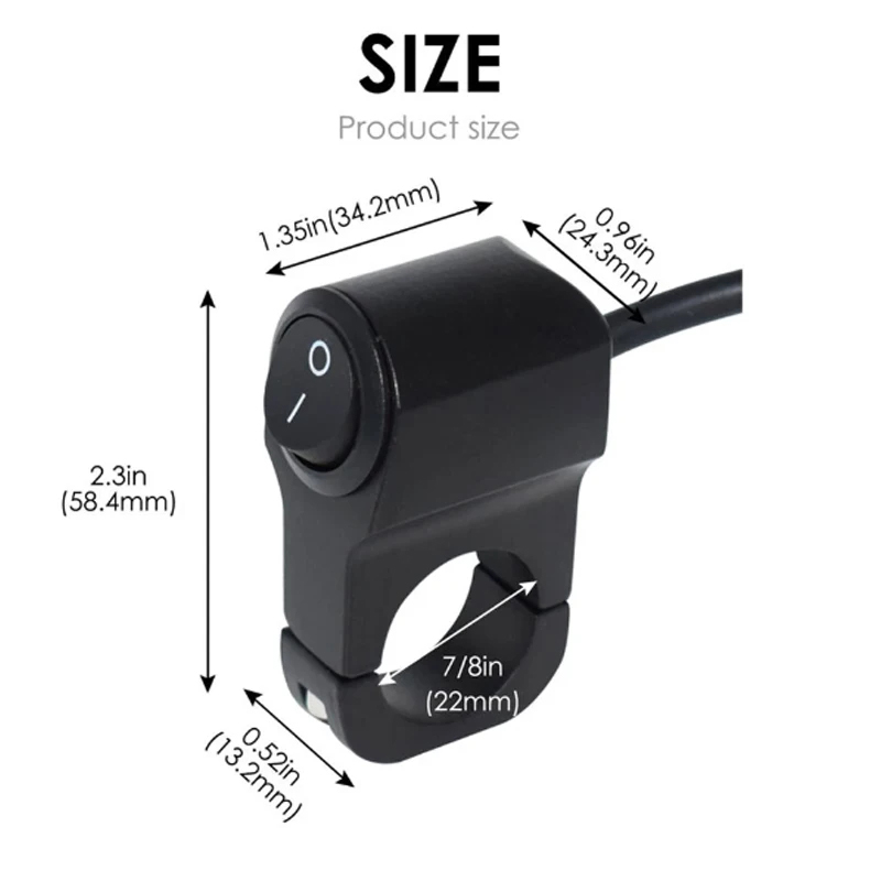 Interrupteur de guidon de moto, commandes de phares, pièces de moto, interrupteur noir, projecteurs, accessoires électroniques de moto
