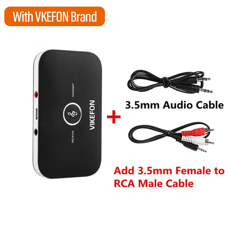 VIKEFON Bluetooth 5.0 Audio Transmitter Receiver RCA 3.5mm AUX Jack USB Dongle Music Wireless Adapter For Car PC TV Headphones: green