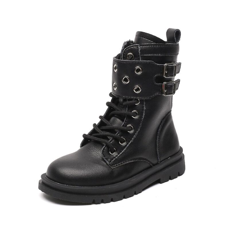 Chaussures en cuir pour enfants, bottes courtes pour garçons et filles, souples, confortables et antidérapantes, à la , automne et hiver,