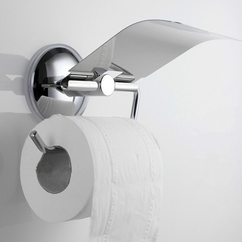 Bathroom Toilet Roll Paper Holder Vacuum Suction Cup Stainless Steel Wall Mount