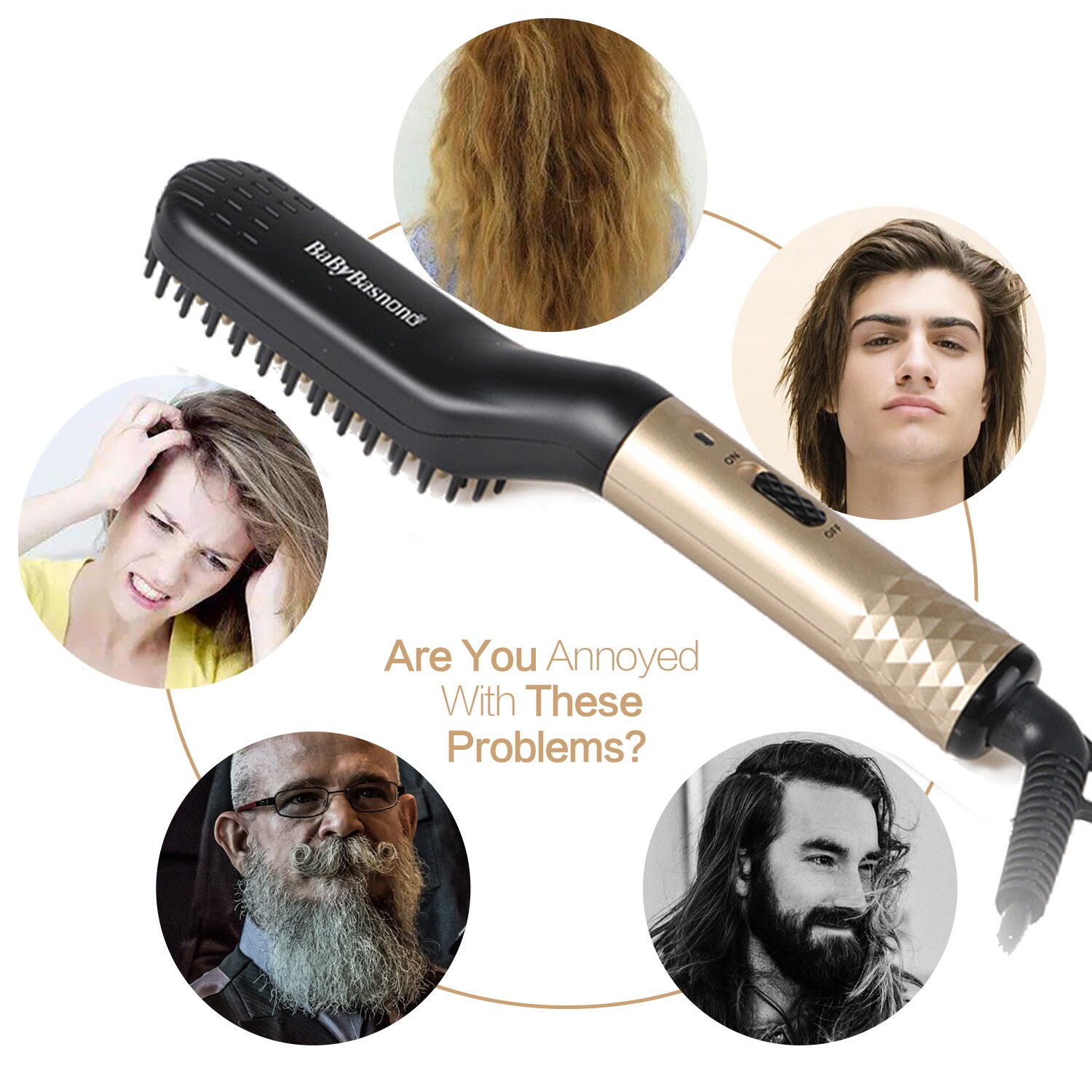 Multifunctional Hair Straightening Comb Beard Grooming Kit Hair Curler Comb Brush Quick Beard Hair Styler For Men Styling Tool