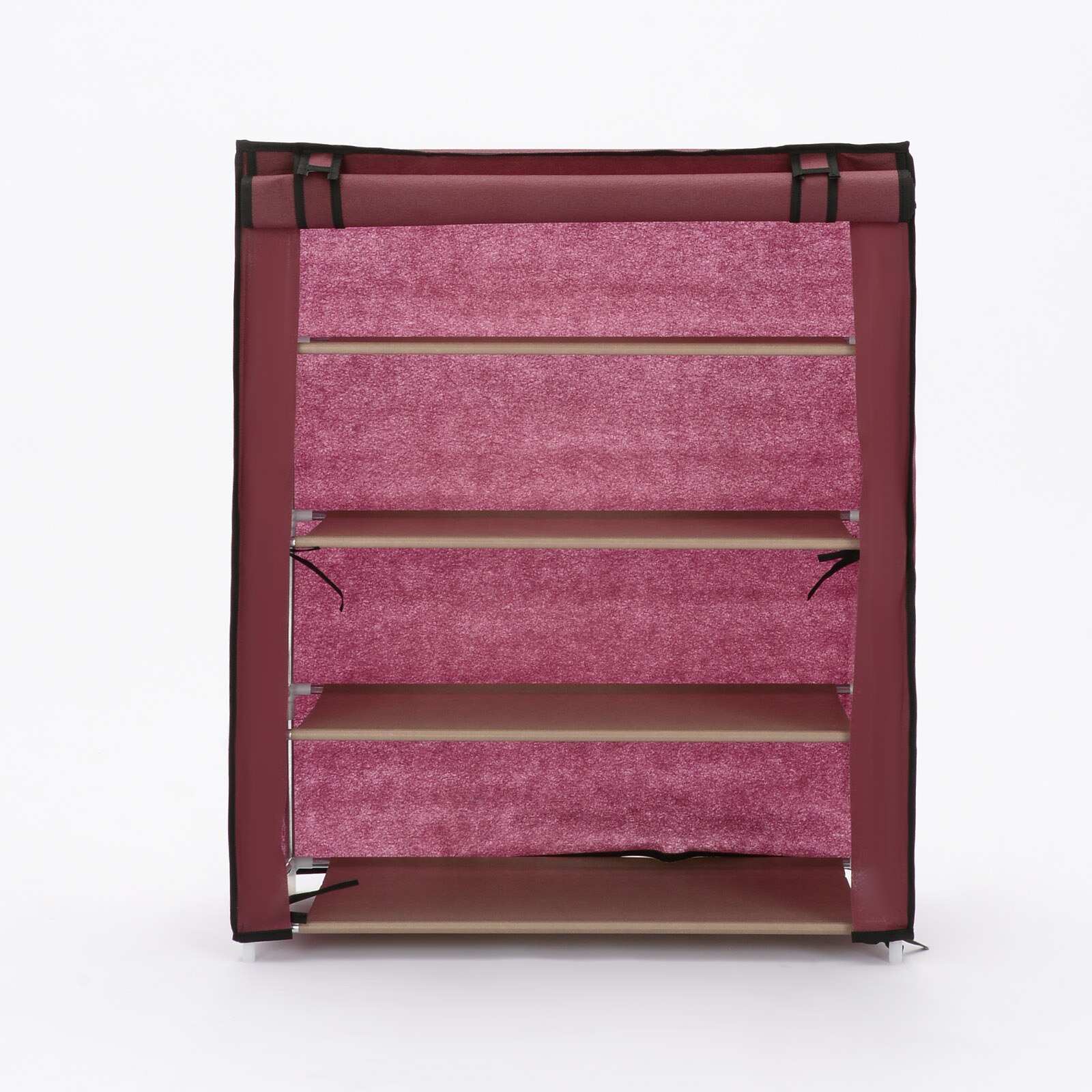 Estante para zapatos de tela no tejida de varios tamaños estante para zapatos, almacenamiento para el hogar, dormitorio, armario de pasillo, organizador de artículos diversos: 4 layer Wine Red