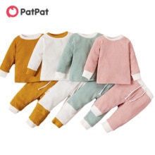 Patpat novo outono e inverno retalhos bebê menina doce do bebê conjuntos bloco de cor do bebê roupas para casa