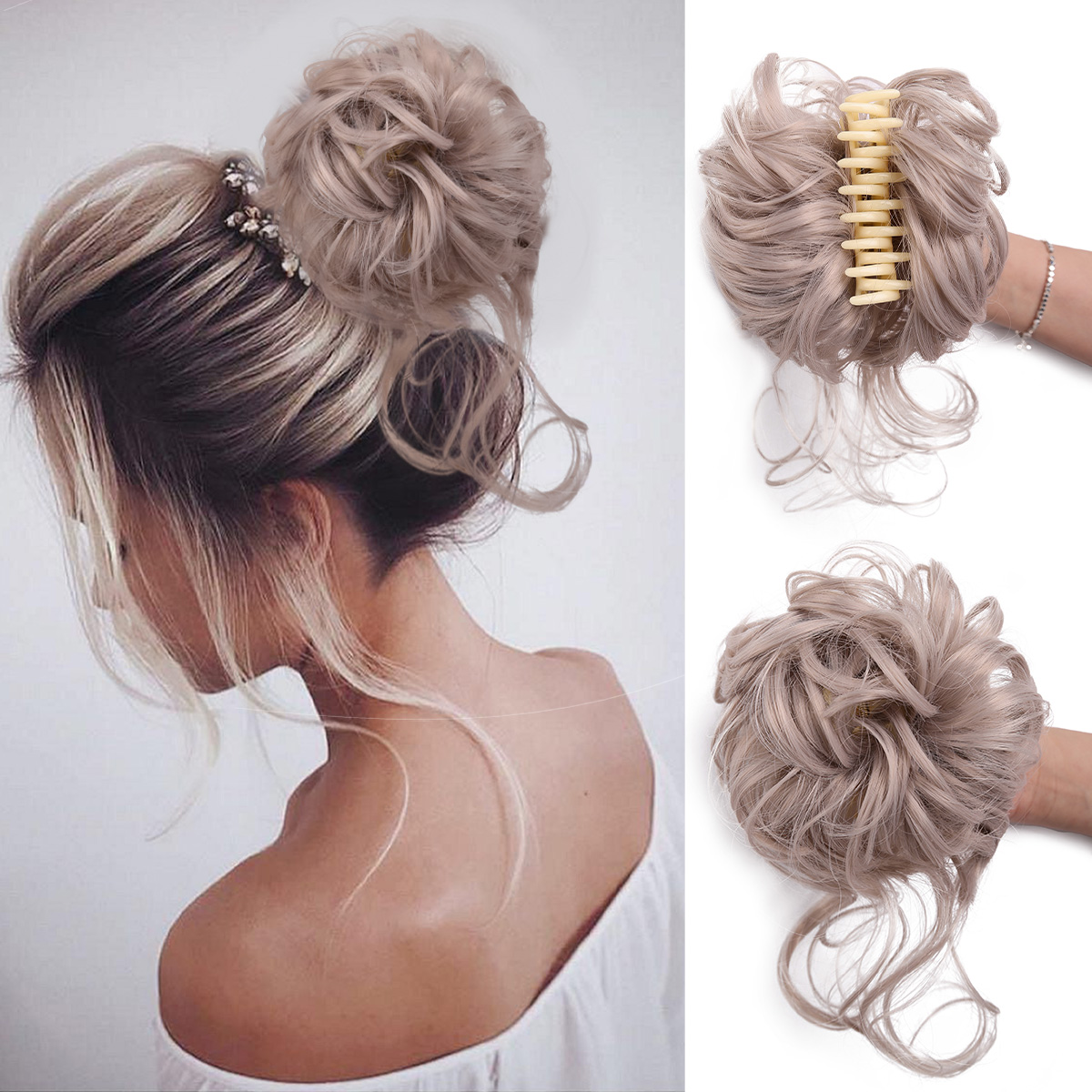 Rommelige Knot Haar Stuk Warrig Updo H Air Extensions Met Elastische Haarbanden Krullend Haar Knot Scrunchie Voor Vrouwen Meisjes
