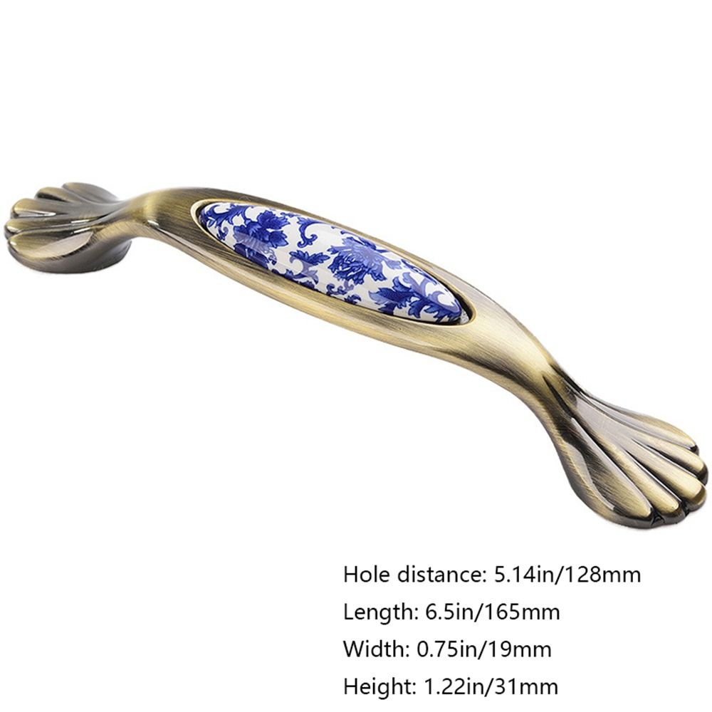Porcelain Flowers Blue And White Furniture Antique Dresser Cabinet Handles Door Handle Pull Handles Drawer Knobs: green