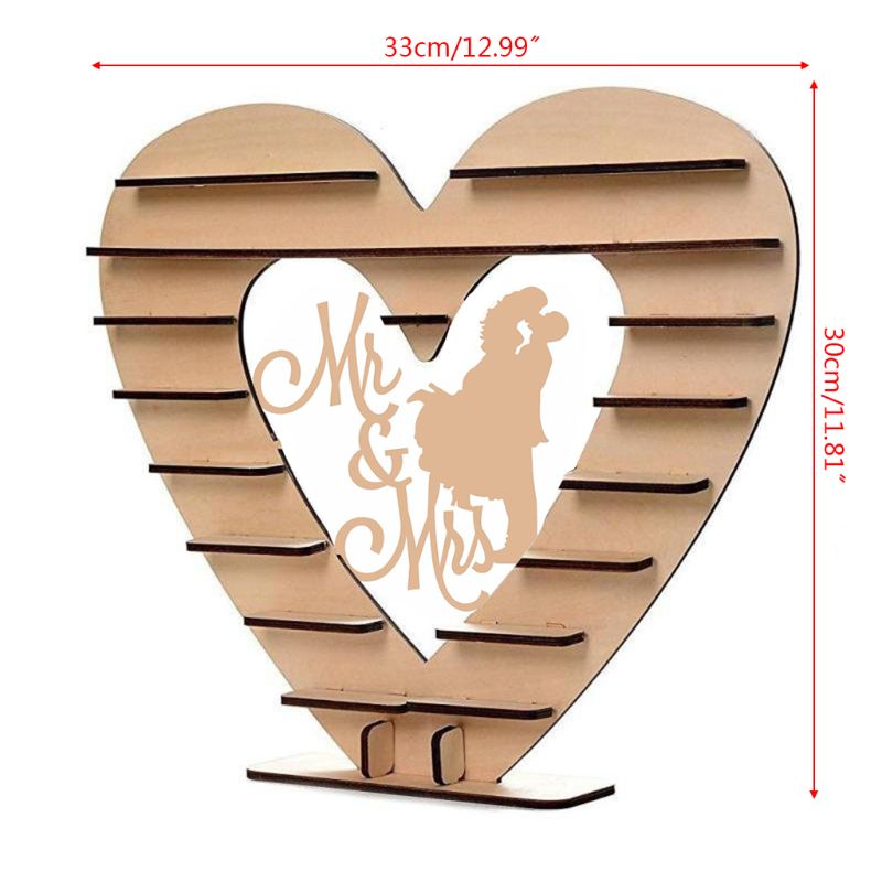 Paar-Mr & Mrs Houten Hart Chocolade Dessert Snoep Display Stand Middelpunt Decor Holder Wedding Party Bars