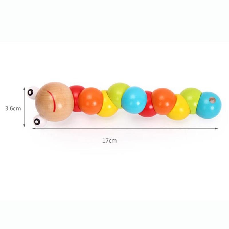 Simulated Wooden Twisted Caterpillar Puzzle Caterpillar Toy Colorful Color Cognitive Wood Children Early Education Toy