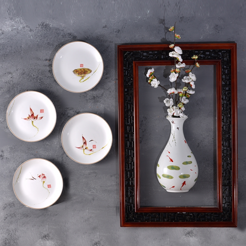 8 tommer kinesisk lotus keramisk hængeplade væg dekorativt fad boligindretning vedhæng værelse dekoration zen håndværk
