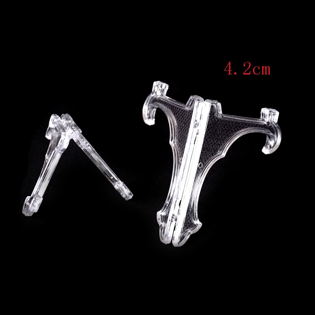5 st / parti 5.7cm/4.2cm mini clear plastice mynt medalj pärla badge golf vykort stafflar mynt display stativ plattan hållare: 42mm