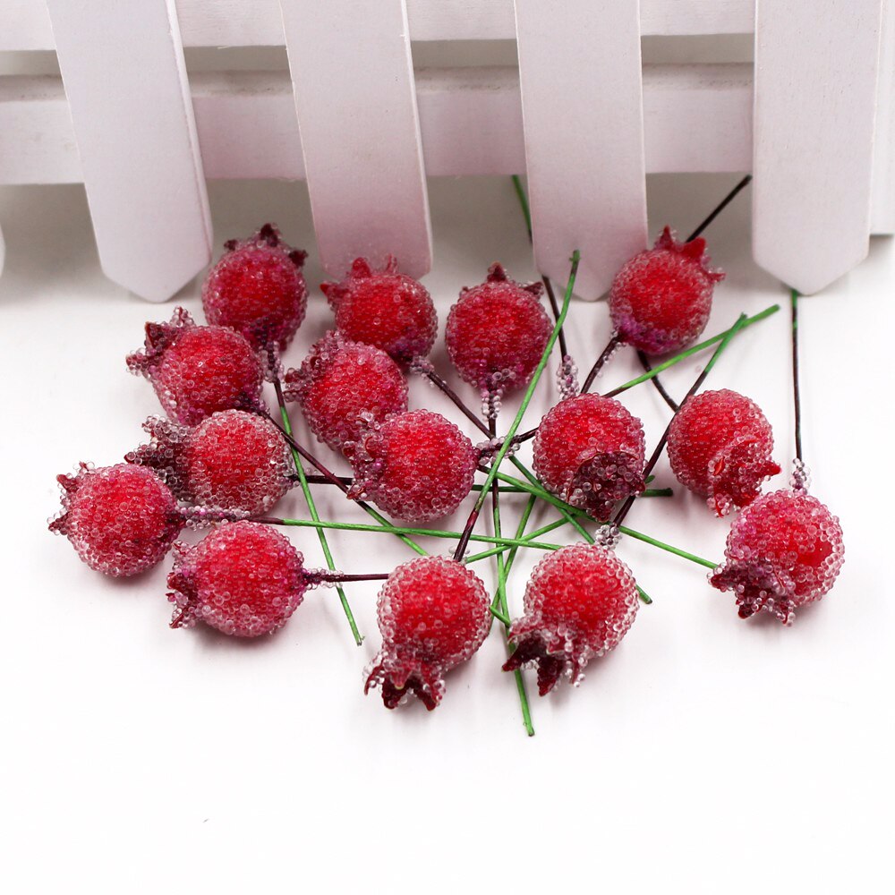 10Pcs/lot Mini Plastic Artificial Pomegranate Flowers For Wedding Party Decoration DIY Craft Christmas Decor Accessories